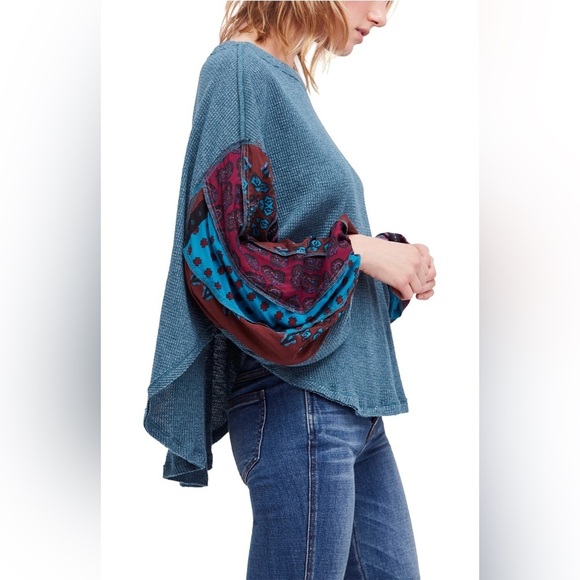 Free People long sleeve top waffle knit We The Free Blossom Thermal patchwork - Picture 7 of 12